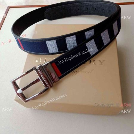 High Replica Burberry Soft Calfskin Belt with Black Buckle 35mm